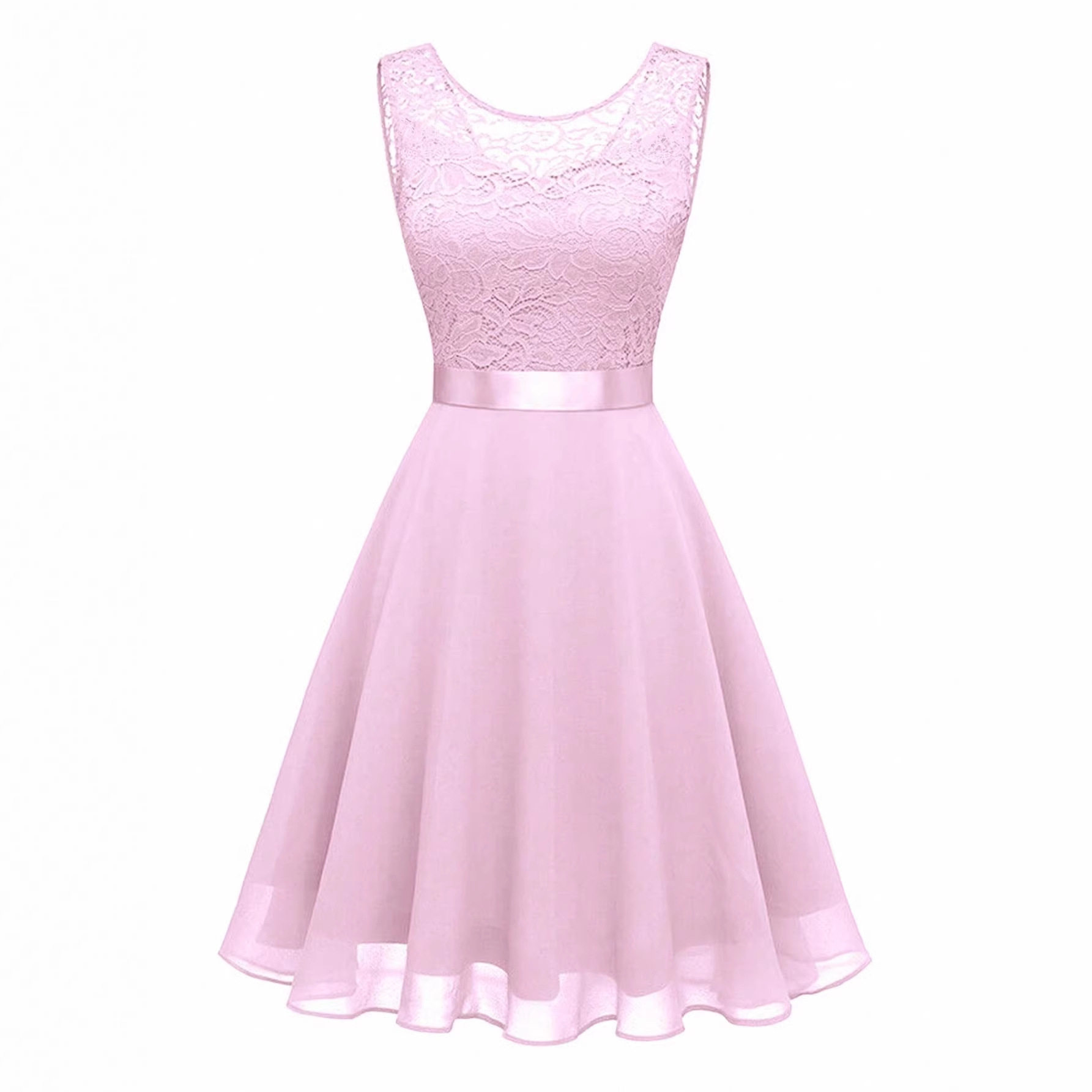 Sleeveless Lace Panel Dress Elegant Design Spring Summer Style Perfect for Parties and Special Occasions Wholesale