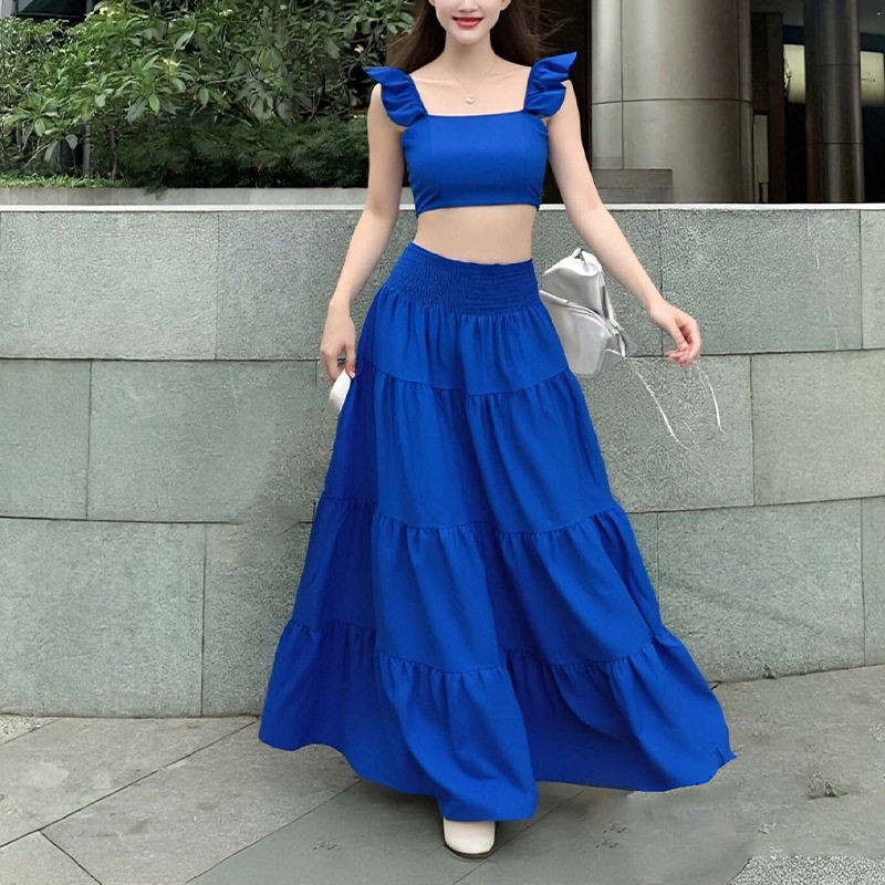 Womens Spring Dress Set Fashionable Sleeveless Top and Dress Elegant Occasion Wear Wholesale Available