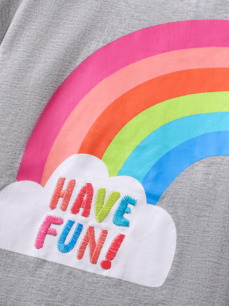 Girls' Cute Summer Rainbow Two-Piece Set, Kids' Wear Wholesale