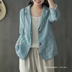 Italian Foreign Trade Brand Export Women's Linen Small Suit Jacket Spring Thin Casual Cotton and Linen Long Sleeve Suit