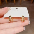 No.74 Gold-Double Hollow Zircon Ring Ear Buckle (Thickened True Gold Color Preservation)