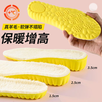 4D Cloud Winter Warm Height-Increasing Insoles with Wool and Fleece, Thickened Invisible Non-Tiring Foot Martin Boots for Men and Women with Internal Height Increase