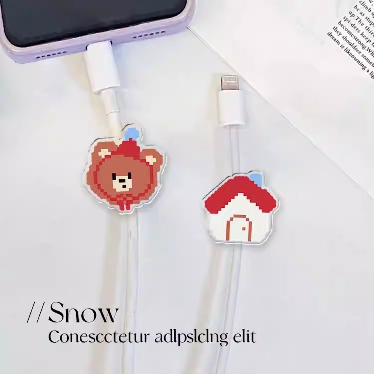 Pixel Small World Desktop Organizer Punch-Free Wall Data Cable Holder Mobile Phone Charging Cable Buckle Wall Hanging