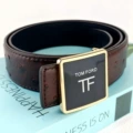 Gold buckle brown belt