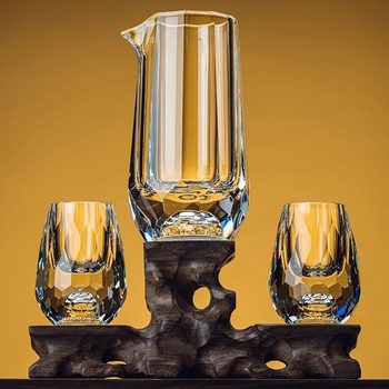 Faceted Crystal Gold Foil White Wine Glass Set Creative Turquoise Household Glassware Shot Glass Wine Cup Wine Cabinet