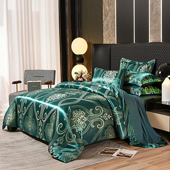European-style satin jacquard four-piece three-piece foreign trade cross-border supply single quilt cover live micro-business wholesale generation