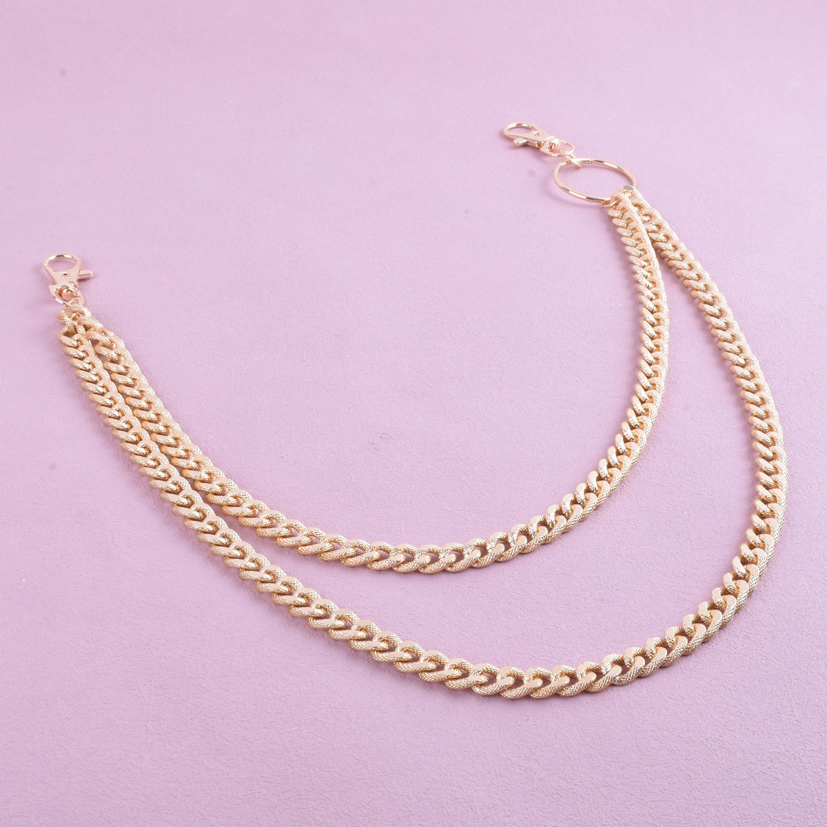 Qifu Fashion Trendy Double-Layer Metal Trouser Chain, Versatile and Simple Denim Clothing Accessories Trouser Chain