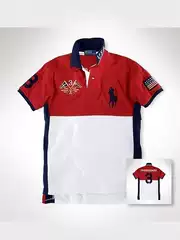 Summer Men's Cross-Border Polo Shirt with Large Horse Embroidery, National Style, Pure Cotton, Turn-Down Collar, Casual Loose Fit, Short Sleeve, in Stock