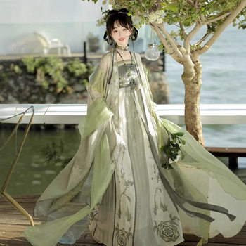 [Full of Spring] Tang-made Chebula Skirt Hanfu Women's Big Sleeve Shirt Chest Daily suit Spring and Summer Daily Hanfu