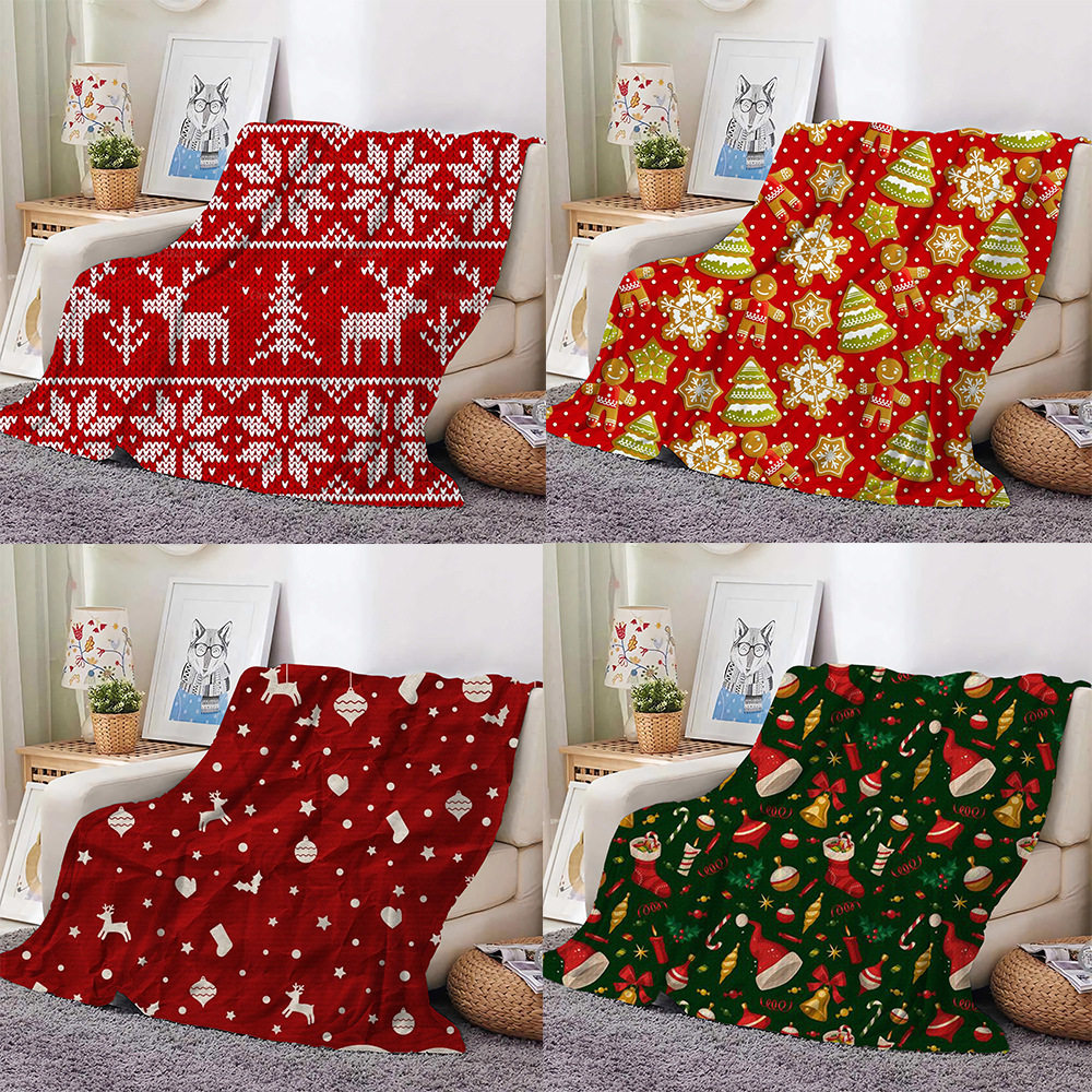 Christmas Decoration Blanket Holiday Blanket Red Festive Blanket Christmas Tree Polo Sofa Blanket Flannel Blanket