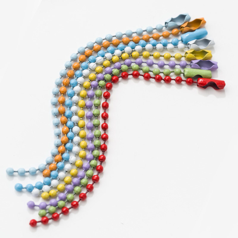 金属彩色珠链2.4mm波珠链糖果色diy饰品配件吊牌链烤漆咕卡挂链条