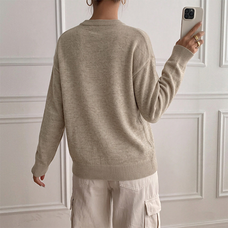 Knit Sweater Simple Korean Style Half Button Design Lightweight Fabric Casual Wear for Women OEM Available