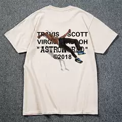 Rapper Travis Scott Virgil Abloh AJ1 joint TS grimace reverse hook short sleeve T-shirt
