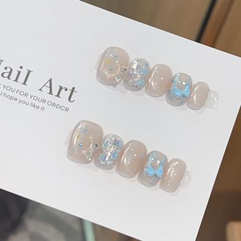 [Sea Salt Kitty] Xiaowanzi High-End Hand-Painted Kitten Niche Design Cat Eye Pure Handmade Wearable Nail H60 Model