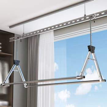 Telescopic Clothes Drying Rod for Balcony, Adjustable Height, No-Drill Clothes Rack, Stainless Steel Drying Rack for Quilts and Clothes