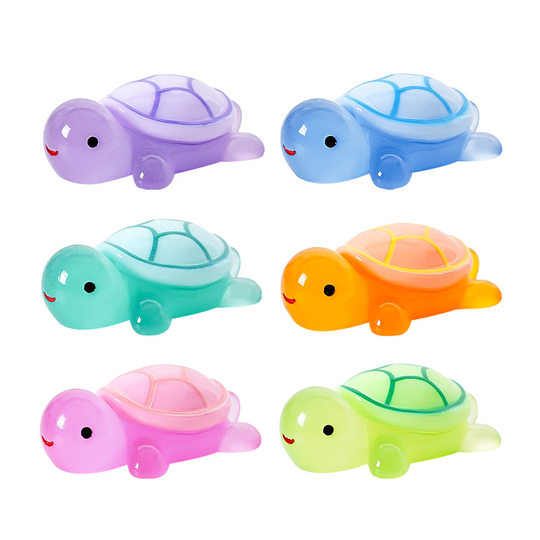 Luminous Cartoon Smiley Turtle DIY Decorations Blind Bag Hanging Accessories Micro Landscape Mini Desktop Car Ornaments