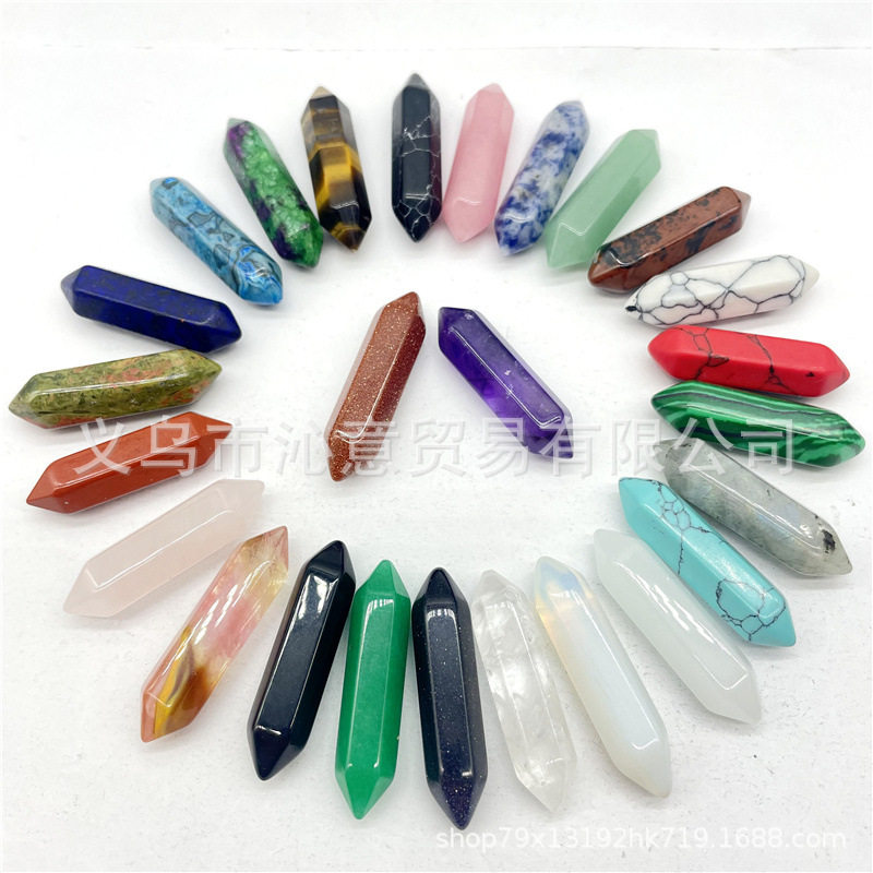 Factory wholesale hot sale natural crystal agate gem hexagon column bullet Crystal column pendant jewelry accessories