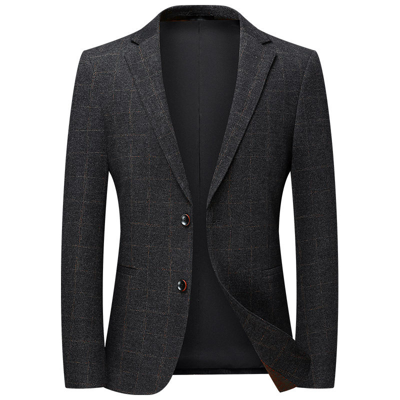 Áo Vest/Blazer Nam Kẻ Caro Co Giãn Vải Nylon Phong Cách Hàn Quốc Màu Xám, Xanh Đen