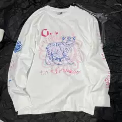 In Stock! 24 Early Autumn New Letter Cat Print Round Neck Loose Long-Sleeved T-Shirt Design Top