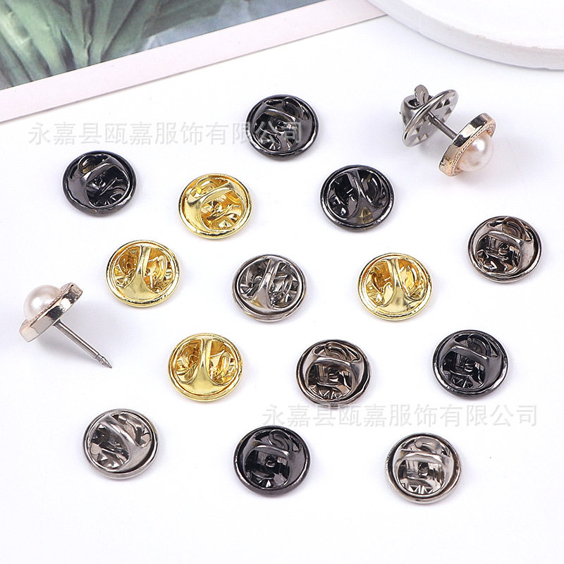 in stock wholesale metal butterfly buckle diy metal card cap rubber card cap clothing decorative brooch buckle accessories nail-free