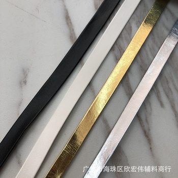 Clothing Accessories Pu Leather 5-50mm 80% off Gold, Silver, Black and White Strips, Flat Leather Webbing, Home Textile Accessories, Artificial Leather