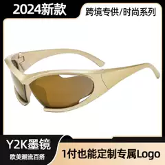 2026 Millennium Y2K Sunglasses Futuristic Unisex Wrap-Around Uv400 Anti-Ultraviolet European and American Sunglasses