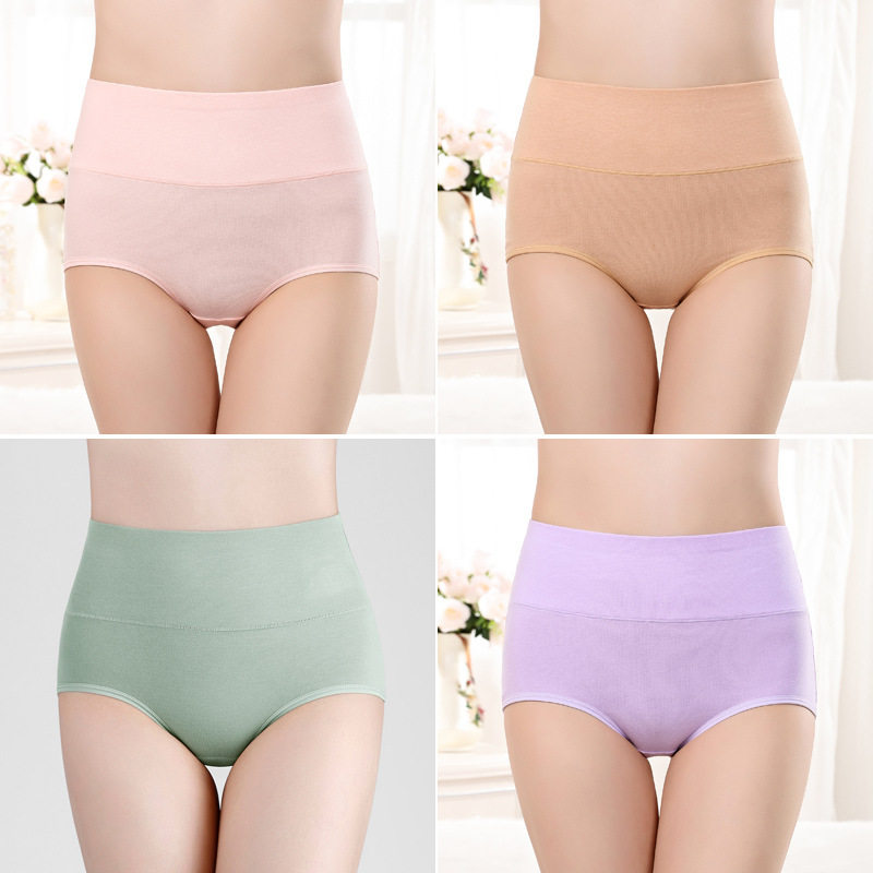 欧码纯棉女士内裤高腰收腹提臀内裤亚马逊爆款大码三角裤代包装