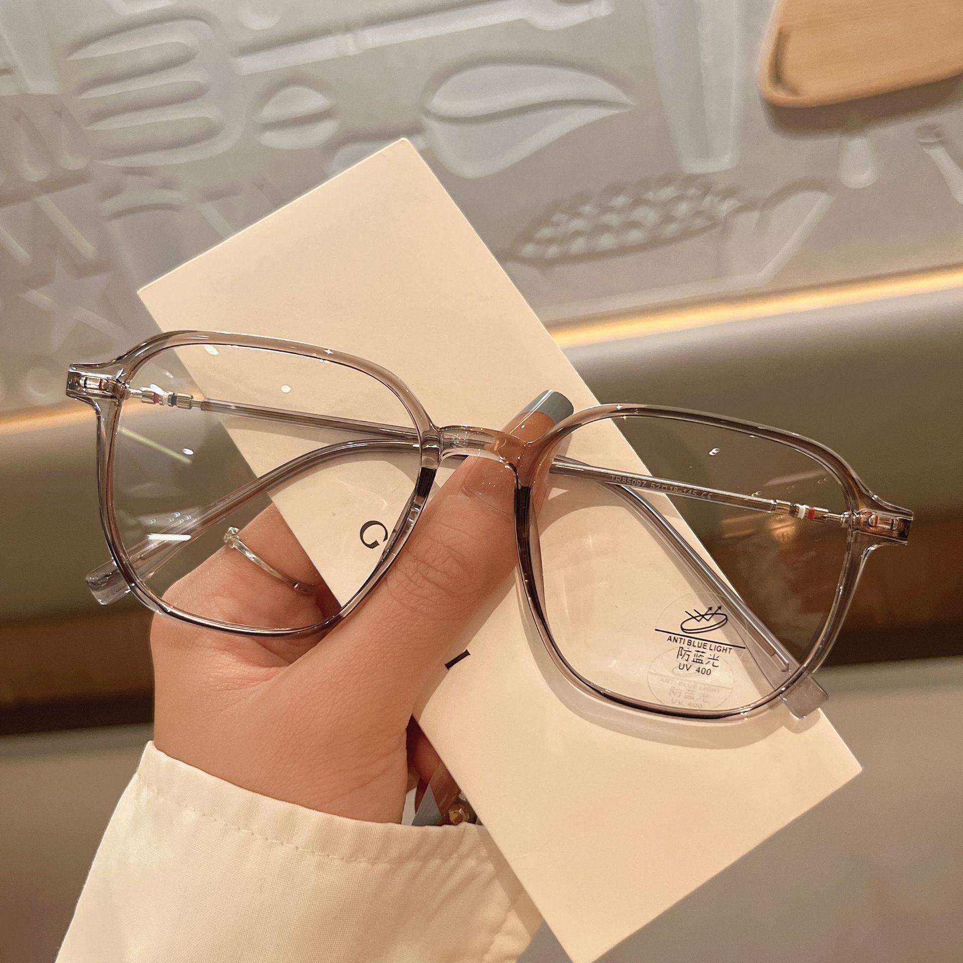 New TR Glasses Frame Wholesale Retro Polygon Student Myopia Frame Cyber Celebrity Fashion Ultra Light Anti-blue Glasses