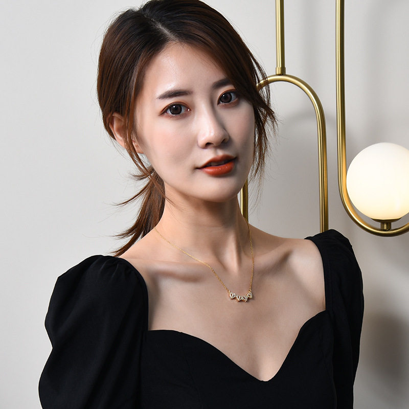 New Style Two-Wear Heart-To-Heart Women's Opening and Closing Four-Leaf Clover Necklace Fashionable Love Folding Creative Clavicle Chain Wholesale