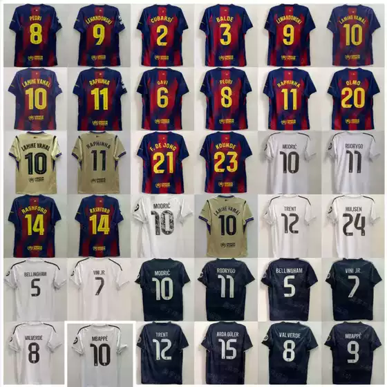 Wholesale 2526 Real Madrid Barcelona Jersey No. 10 Mbappe No. 14 Rashford No. 10 Yamal Football Jersey Top
