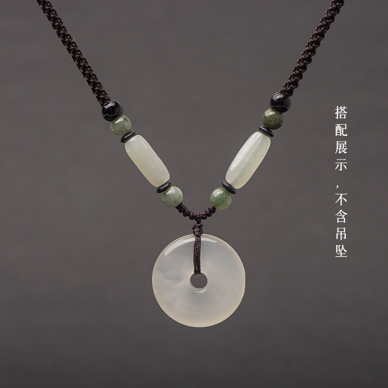 Pendant Jade Agate Pendant Lanyard Men's and Women's Necklace Rope Safe Buckle Lanyard Hetian Jade Fonan Red Jade Pei Rope