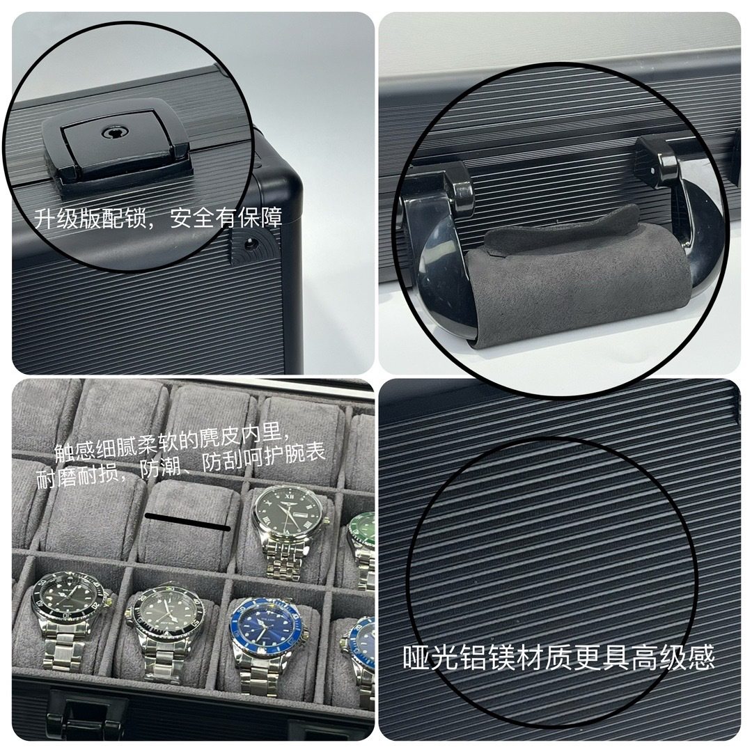 Aluminum Alloy Watch Jewelry Storage Box 48-Bit Sealed Double-Open Labor Green Packaging New Gift Box Metal