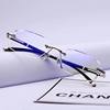Finished rimless myopia glasses for men and women ultra-light cut-edge glasses frame anti-radiation discoloration astigmatism myopia large face