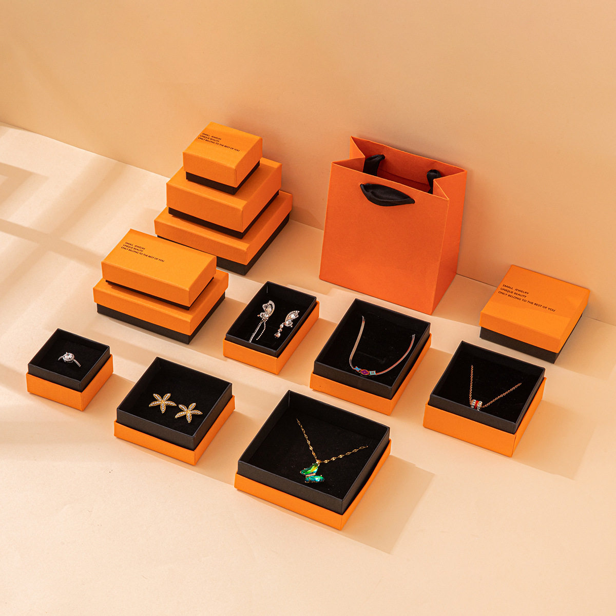 In stock Japanese and Korean style orange jewelry box goddess festival necklace ring gift box fashion exquisite jewelry packaging box