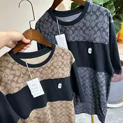 26Ss Summer Ch Brand Monogram Patchwork Leather Label Casual Loose Unisex Short-Sleeve T-Shirt Wholesale
