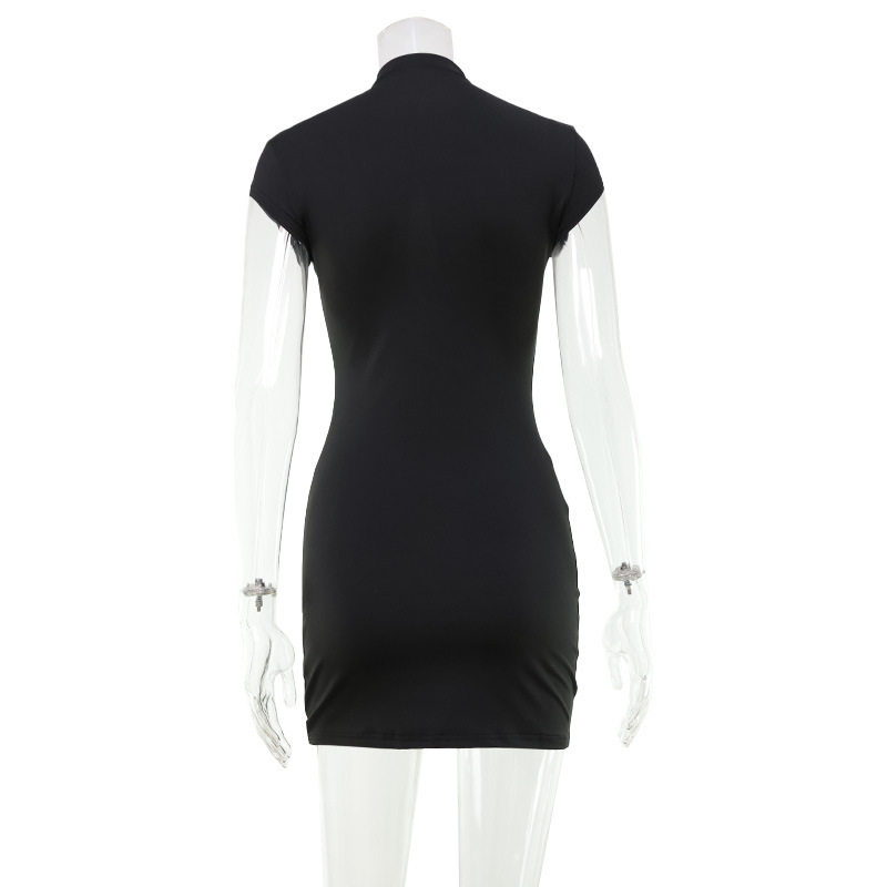 Slim Fit Hollow Out Dress Solid Color Sexy Style Short Length Perfect for Parties or Night Out Wholesale Available