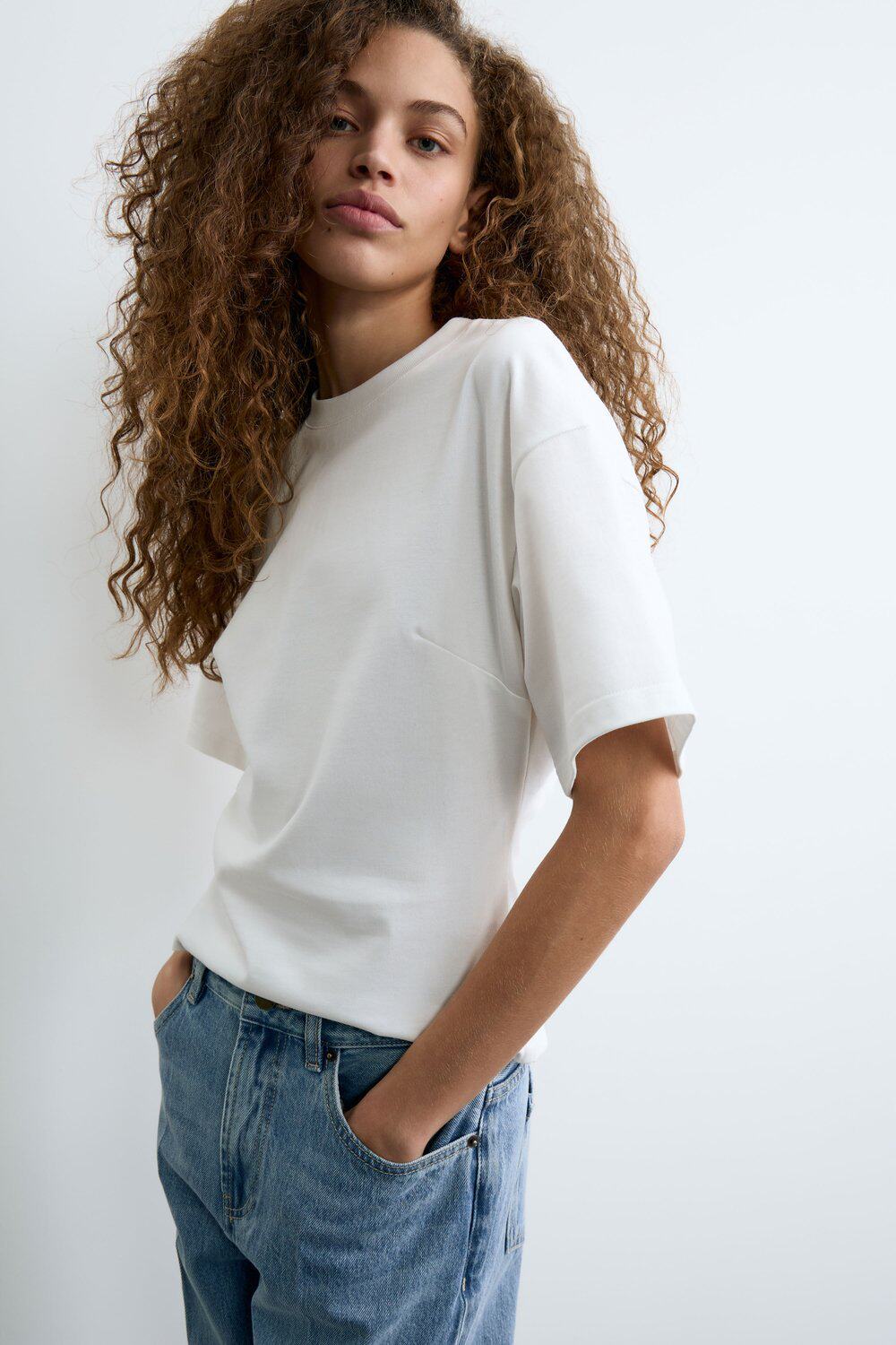 Womens Summer T Shirt Casual Loose Fit Waist Defining Design Round Neck 100 Cotton Versatile Everyday Wear