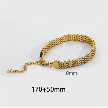 2024 new European and American trend chain metal thick titanium steel bracelet women's clavicle chain woven snake bone chain jewelry