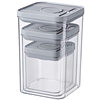 Chronometer-Pressed Sealed Cans, Transparent 3-Piece Set, Square Pet, Extra-Large Capacity Plastic Kitchen Fresh-Keeping Storage Containers