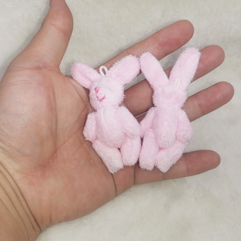 毛绒玩具关节兔公仔6cm长毛兔兔DIY创意手工饰品裙鞋挂件材料4色
