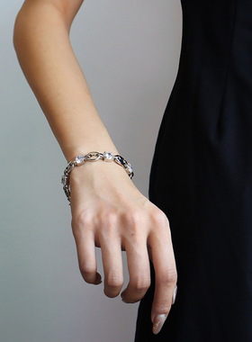 两色！欧美新款时尚锆石猪鼻子女士手链轻奢小众精致气质复古手饰