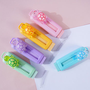 Cute little turtle push-pull eraser creative cartoon student 4B rubber clean less crumbs push eraser