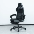 Black and gray with footrest (3-level air rod + knitted fabric + linked armrests)