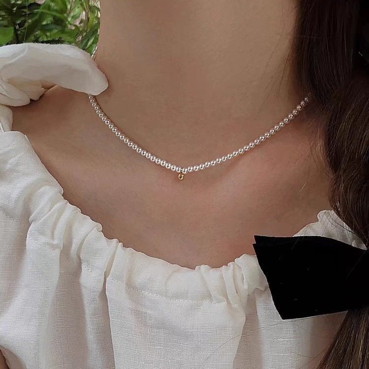 Zhuji pearl necklace natural freshwater pearl baby bead high sense clavicle chain 3-4mm sterling silver wholesale in stock