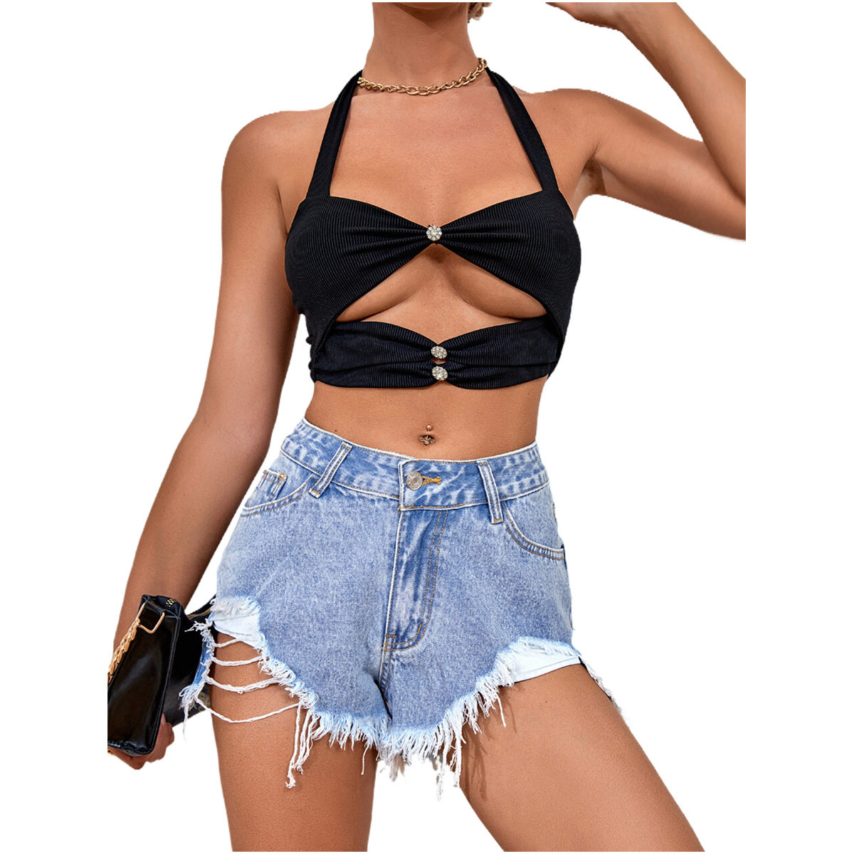 Trendy Denim Shorts Distressed Loose Fit Casual Style Perfect for Summer Outings Wholesale Available