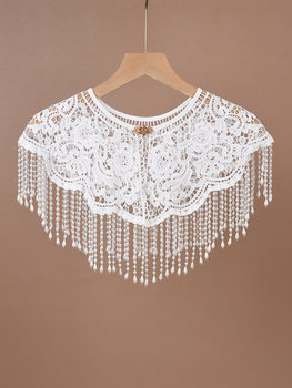 Cheongsam Shawl, Cloud Shoulder, Retro Lace, Heavy-Duty Hanfu, Pearl Tassel Decoration, Fake Collar, Light Luxury