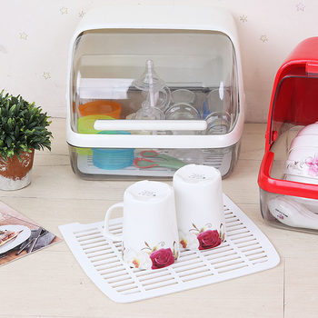 Household Drain Cleaning Basin, Bowls, Chopsticks, Cups, Tableware Storage Box, Milk Bottle Storage Box, Dust-Proof Storage Transparent Cover Storage Rack