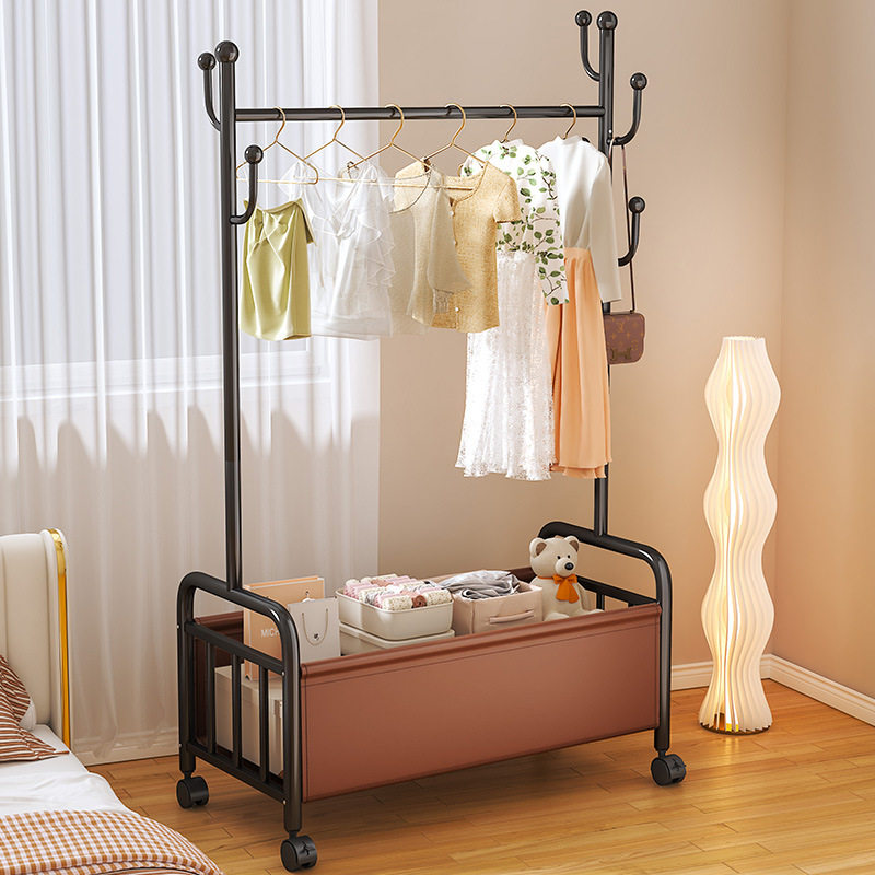 Household Hanger Floor Coat Rack Living Room Movable Clothes Rack Room Balcony Vertical Clothes Rack Drying Rack