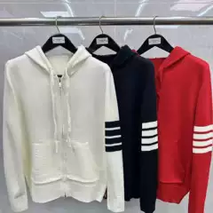 Factory Direct Sale Tb Back-Printed Puppy Hooded Zip-Up Sweater Cardigan Casual Versatile Unisex Long-Sleeve Knitwear
