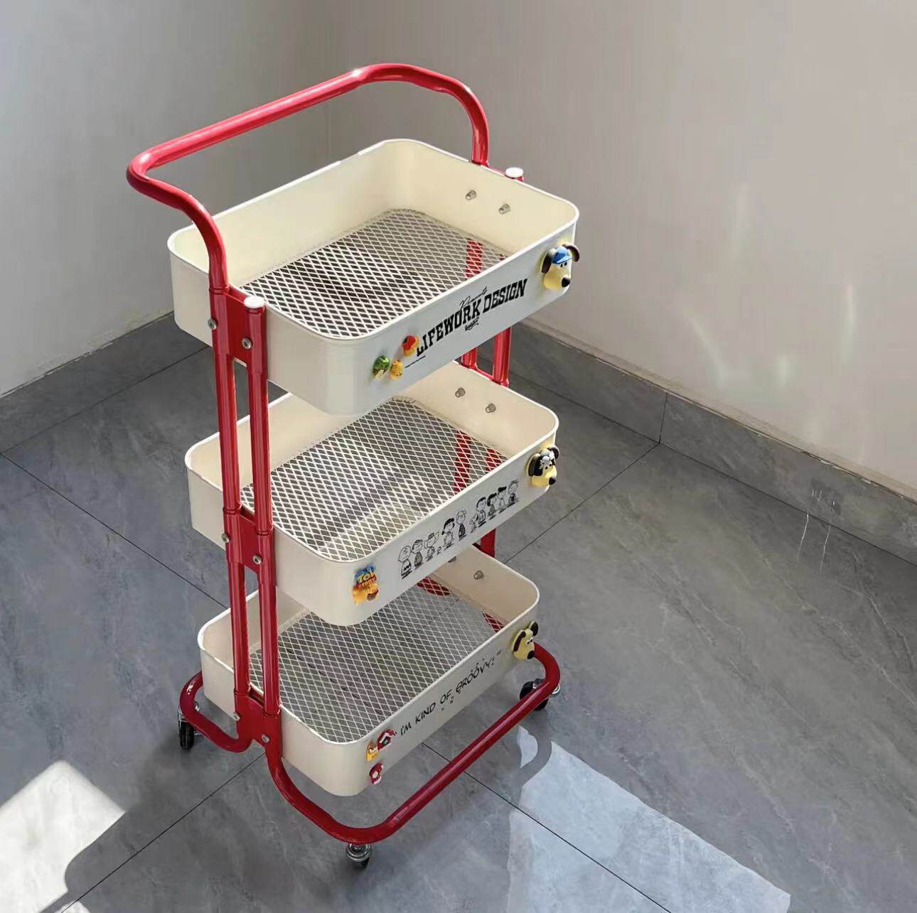 Internet-famous Small Cart Storage Rack Household Pulley Kitchen Storage Rack Snacks Living Room Storage Rack Bathroom Bookshelf
